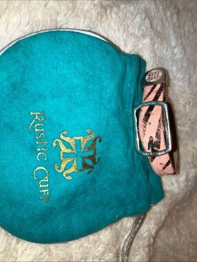 Rustic Cuff Pink and Black Zebra Leather Bracelet with Silver Buckle